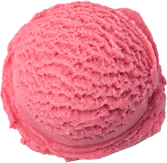 Close-up of a scoop of strawberry ice cream.